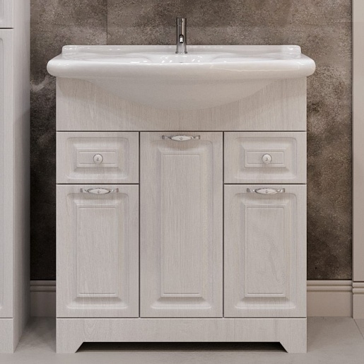 Stella Polare Тумба с раковиной Кармела 75 люкс белое серебро – фотография-2